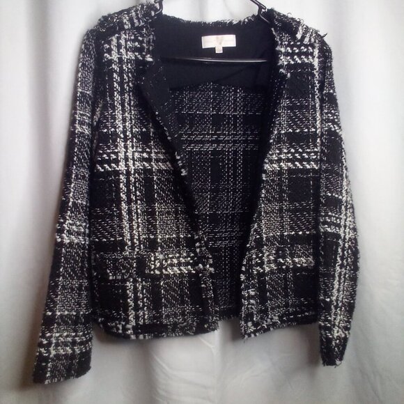 Vanessa Williams Blazer Jacket L Women Fringe Trim Metal Ring Accent Open Front - Picture 15 of 16